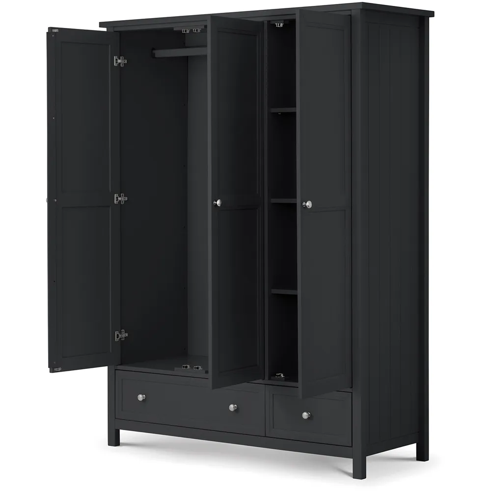 Maine 3 Door 2 Drawer Combination Wardrobe - Anthracite