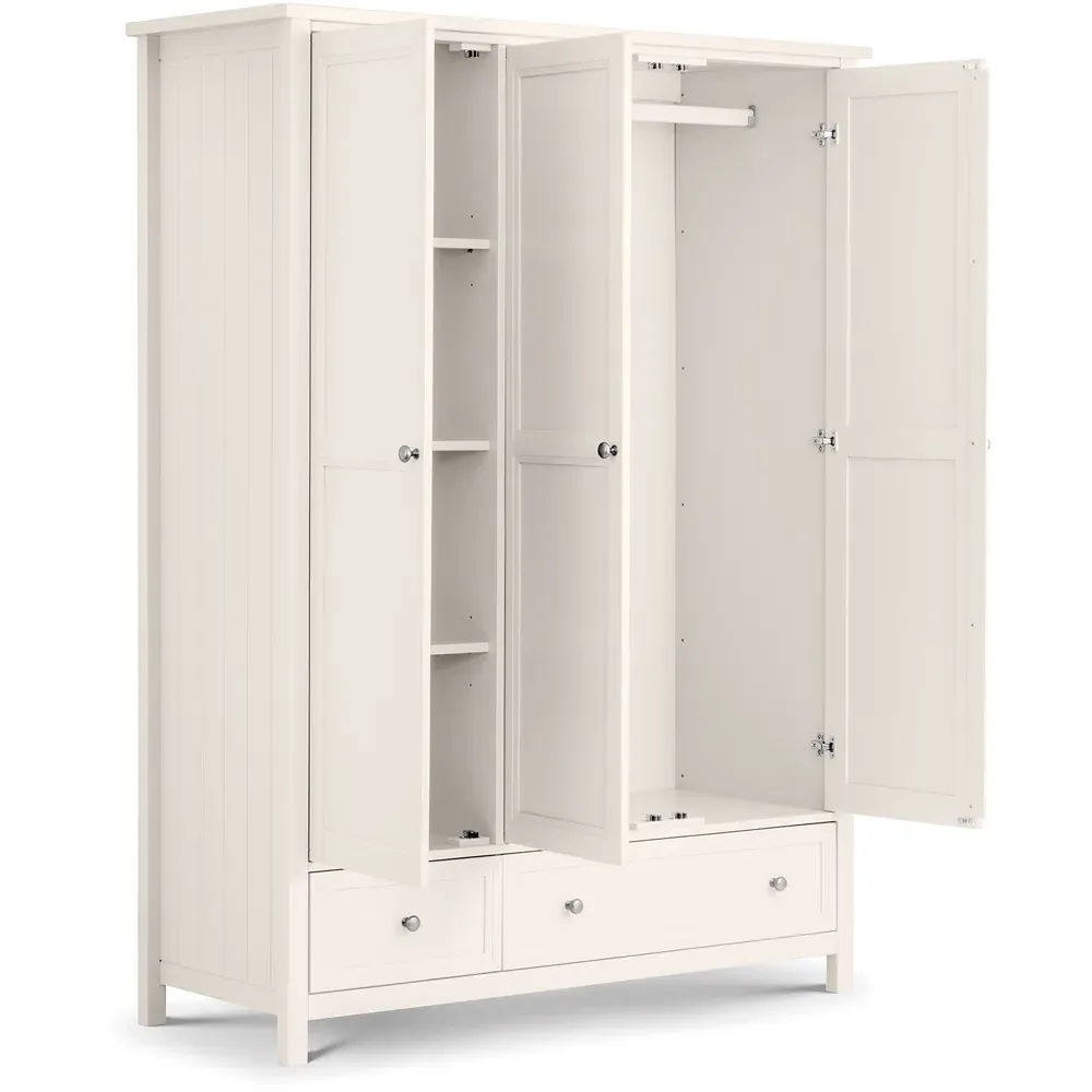 Maine 3 Door 2 Drawer Combination Wardrobe - White