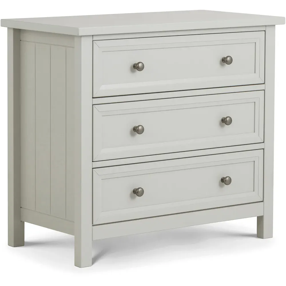 Maine 3 Drawer Wide Chest of Drawers - Dove Grey