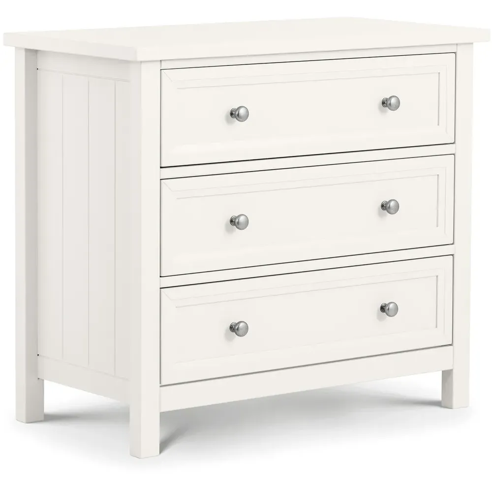 Maine 3 Drawer Wide Chest of Drawers - Surf White