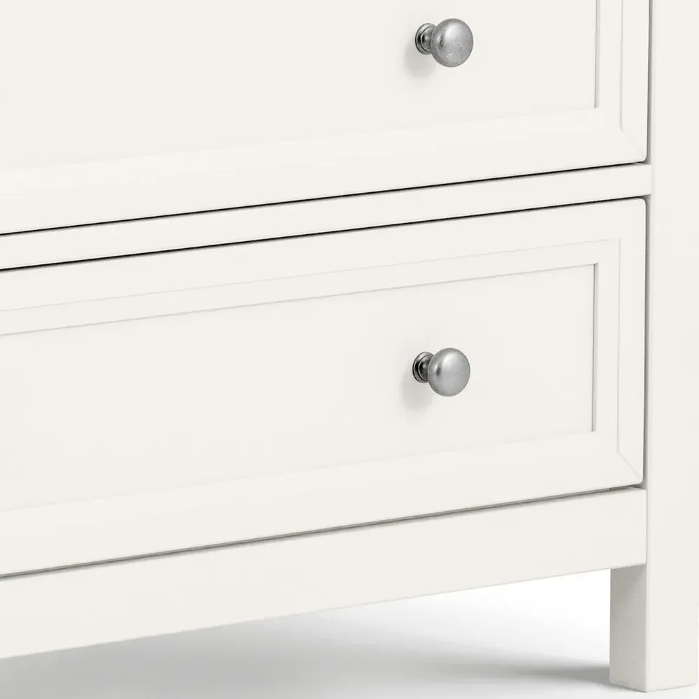 Maine 3 Drawer Wide Chest of Drawers - Surf White