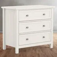 Maine 3 Drawer Wide Chest of Drawers - Surf White