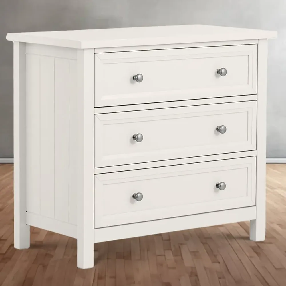 Maine 3 Drawer Wide Chest of Drawers - Surf White image