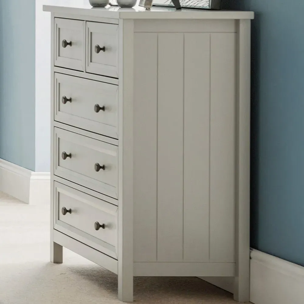 Maine 5 Drawer Chest of Drawers - Dove Grey