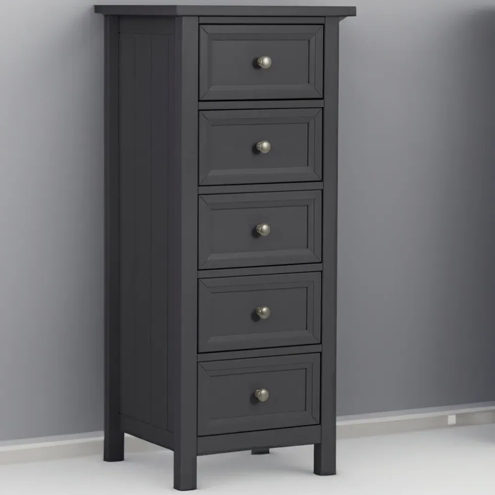 Maine 5 Drawer Tall Chest of Drawers - Anthracite
