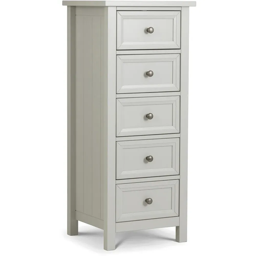 Maine 5 Drawer Tall Chest of Drawers - Dove Grey