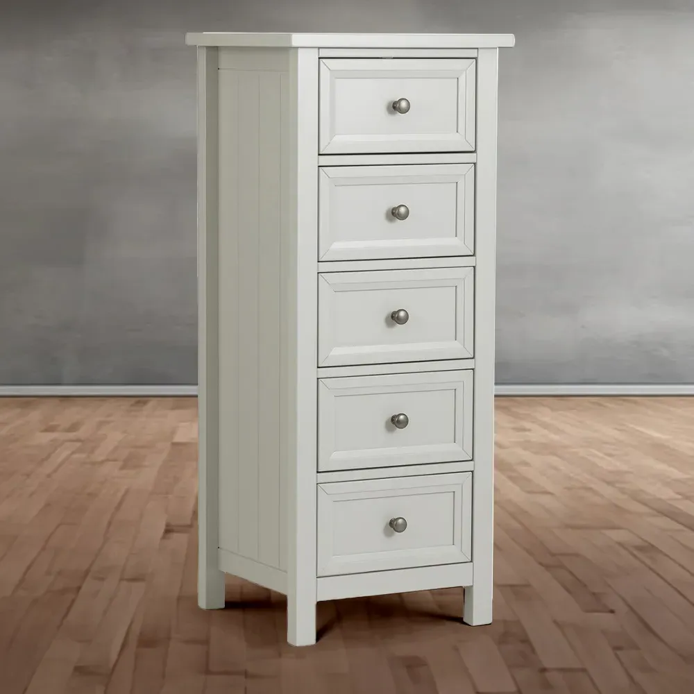 Maine 5 Drawer Tall Chest of Drawers - Dove Grey