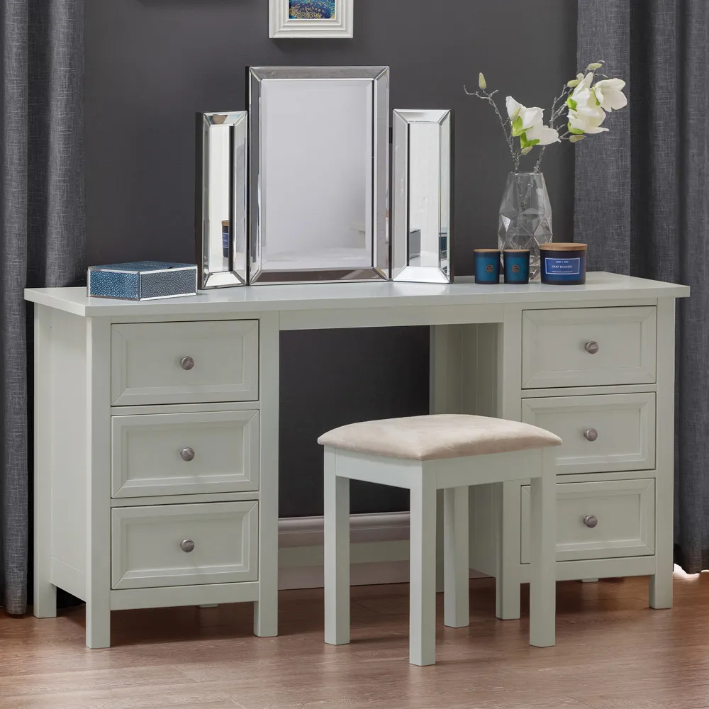 Maine 6 Drawer Dressing Table - Dove Grey image