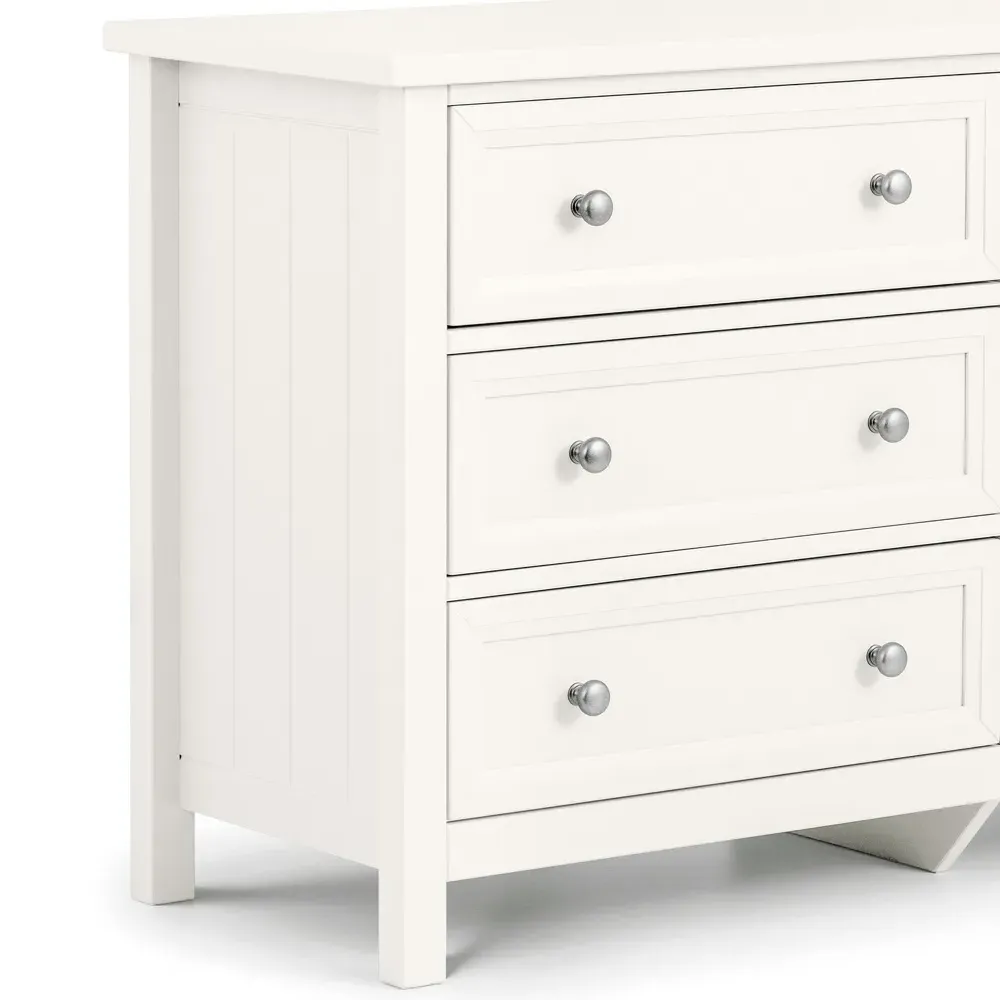 Maine 6 Drawer Wide Chest of Drawers - Surf White