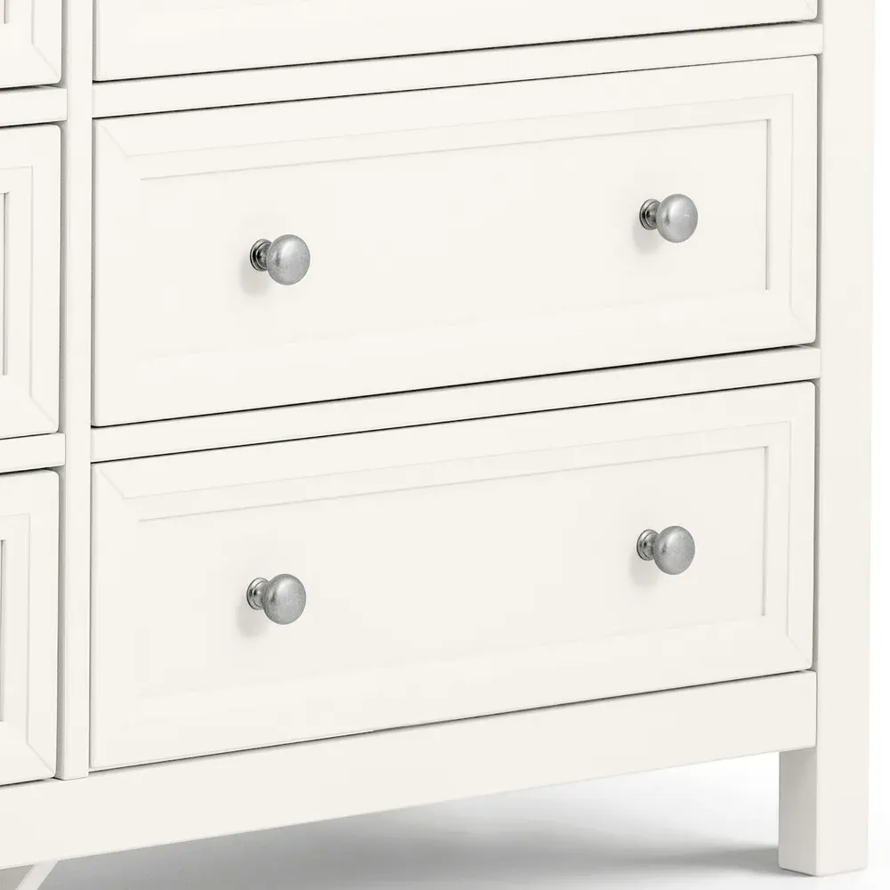 Maine 6 Drawer Wide Chest of Drawers - Surf White