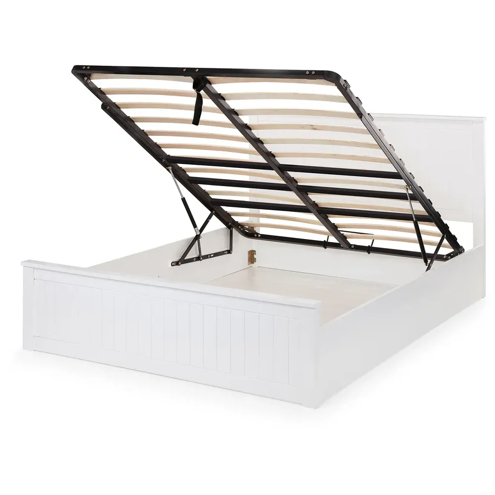 Maine Double Ottoman Bed with Storage - White