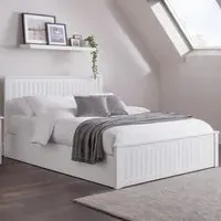 Maine Double Ottoman Bed with Storage - White