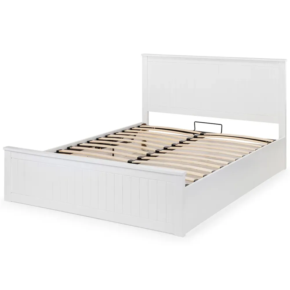 Maine King Ottoman Bed with Storage - White