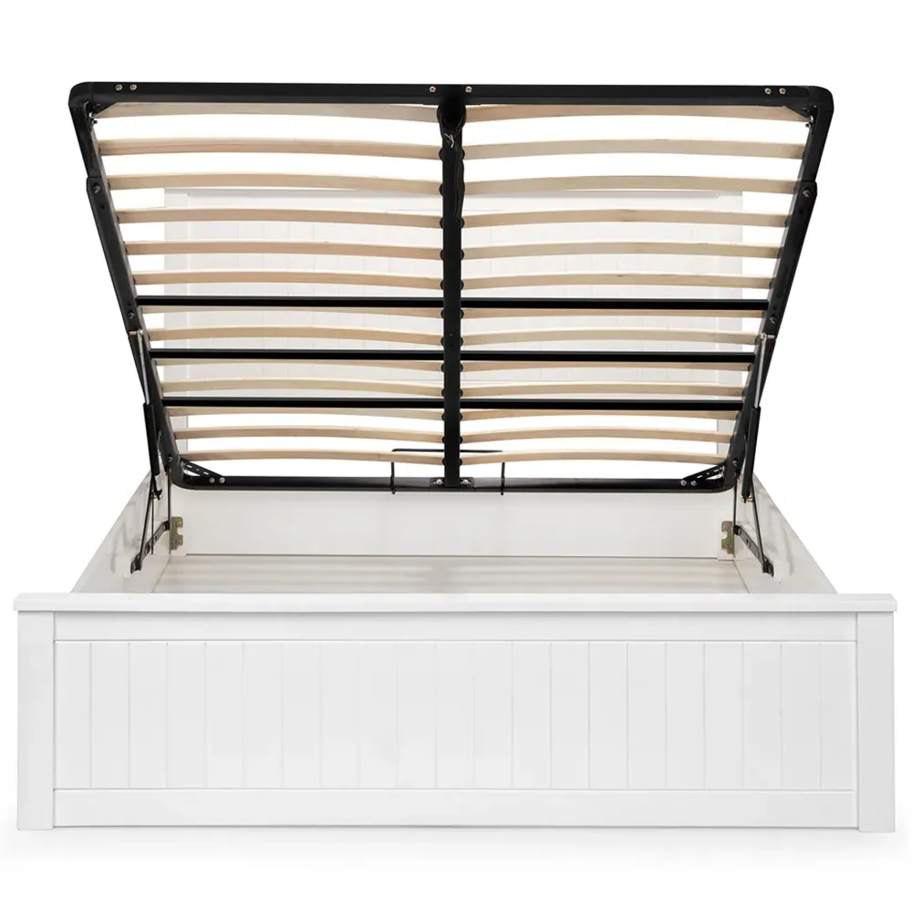 Maine King Ottoman Bed with Storage - White