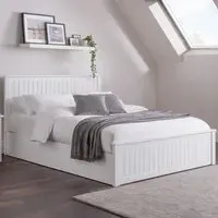 Maine King Ottoman Bed with Storage - White