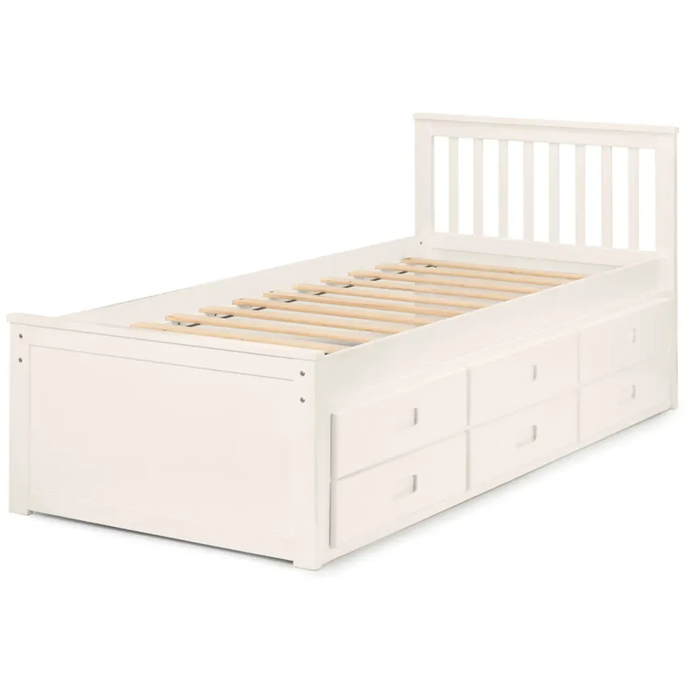Maisie Bed with Underbed and Drawers - Surf White