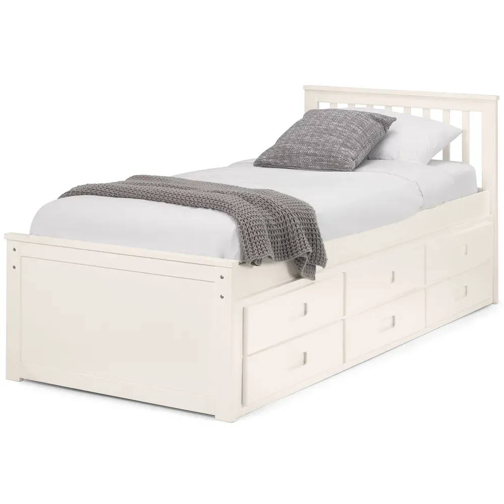 Maisie Bed with Underbed and Drawers - Surf White