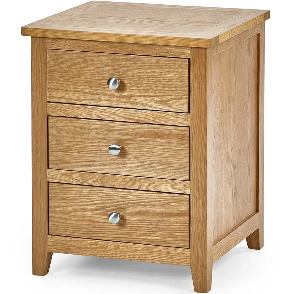 Mallory 3 Drawer Bedside Table - Brown, Oak