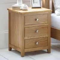 Mallory 3 Drawer Bedside Table - Brown, Oak