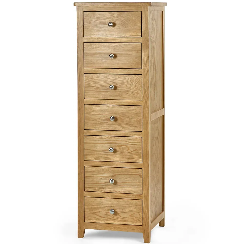 Mallory 7 Drawer Narrow Chest of Drawers - Brown, Oak