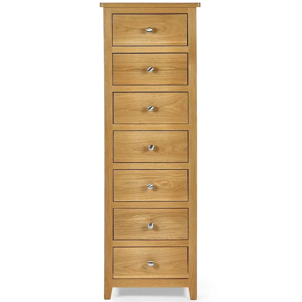 Mallory 7 Drawer Narrow Chest of Drawers - Brown, Oak