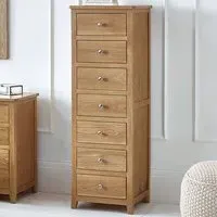 Mallory 7 Drawer Narrow Chest of Drawers - Brown, Oak