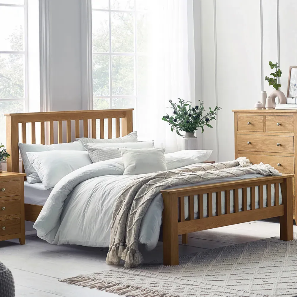 Mallory King Size High Footend Bed - Brown, Oak