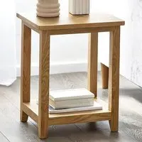Mallory Lamp Table with Storage - Brown, Oak