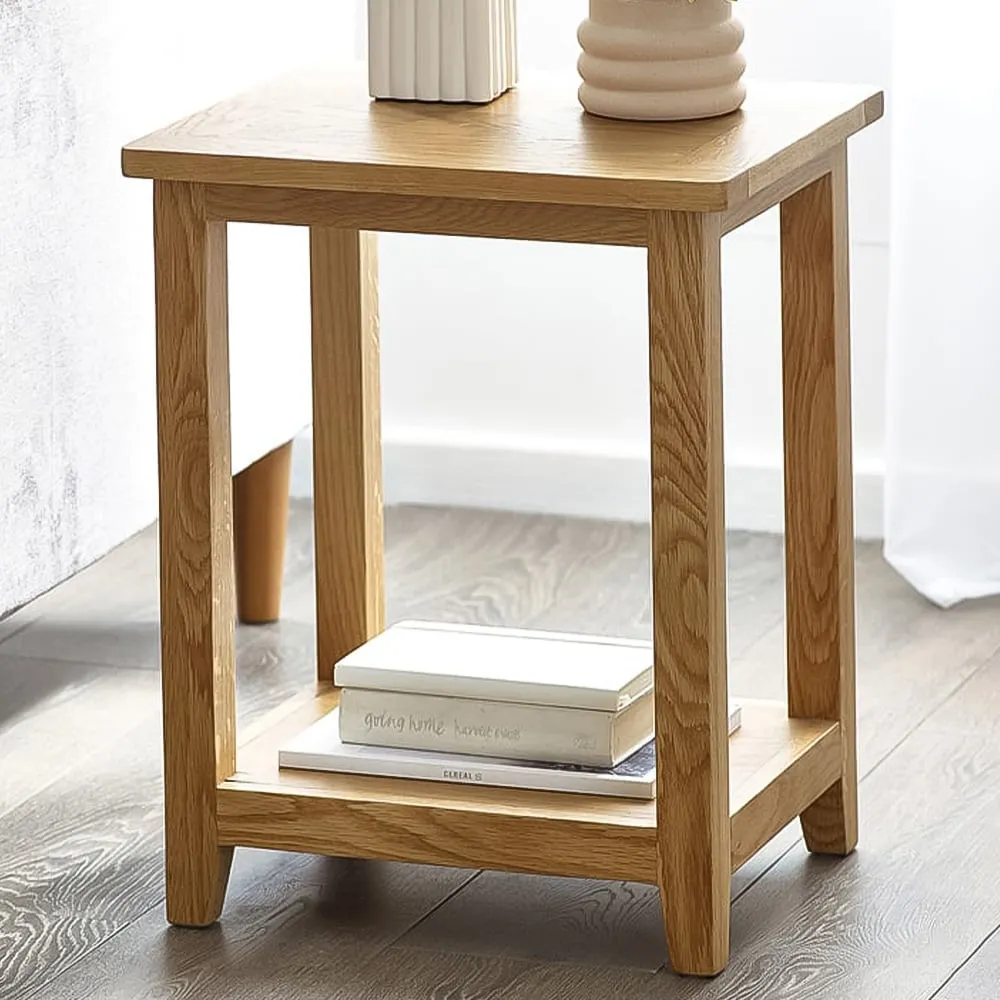 Mallory Lamp Table with Storage - Brown, Oak image