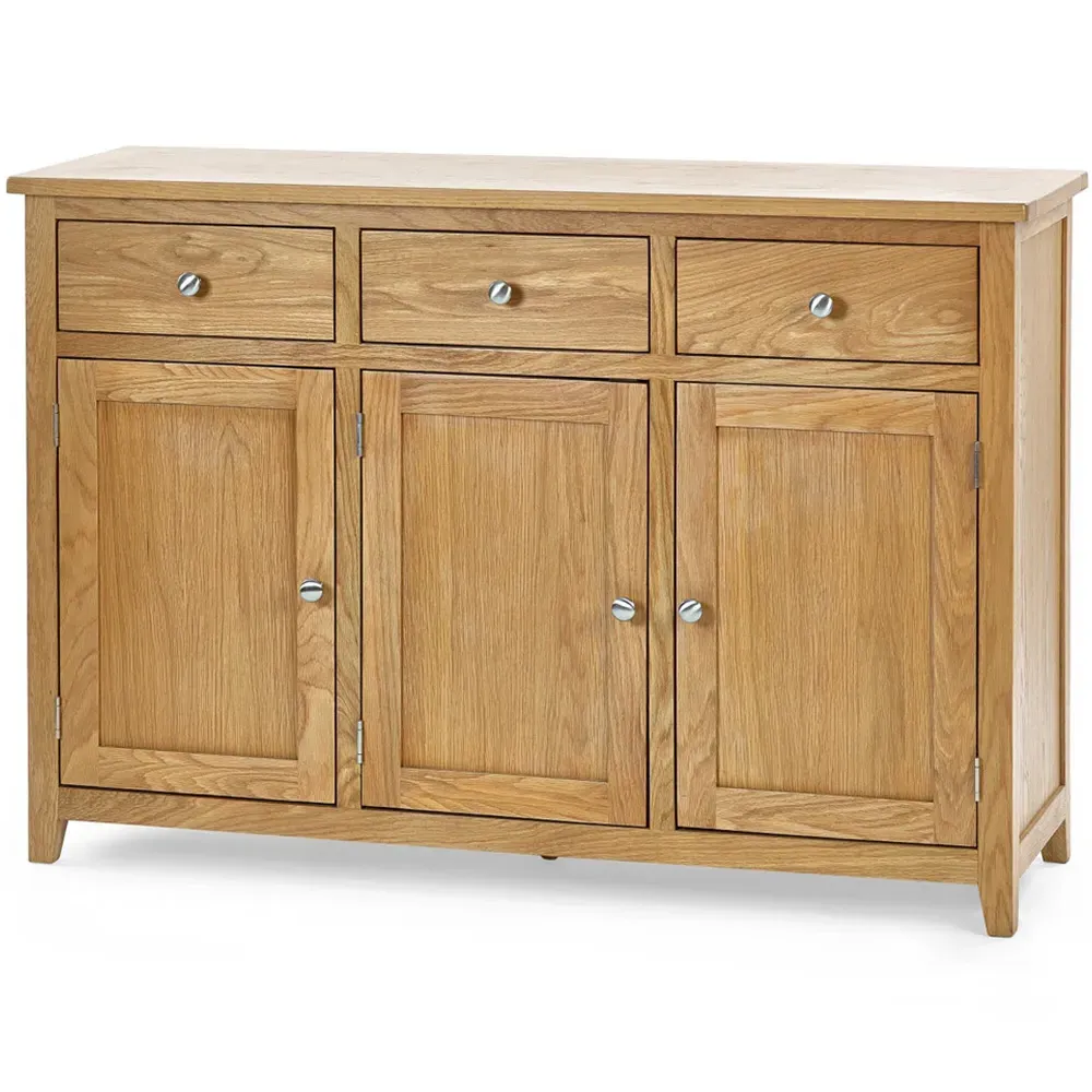 Mallory Large 3 Door 3 Drawer Sideboard - Brown, Oak