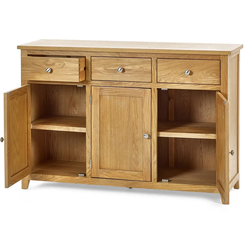 Mallory Large 3 Door 3 Drawer Sideboard - Brown, Oak