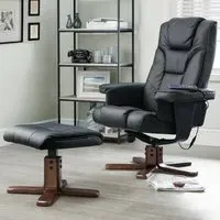 Malmo Massage and Heat Recliner Chair with Footstool - Black