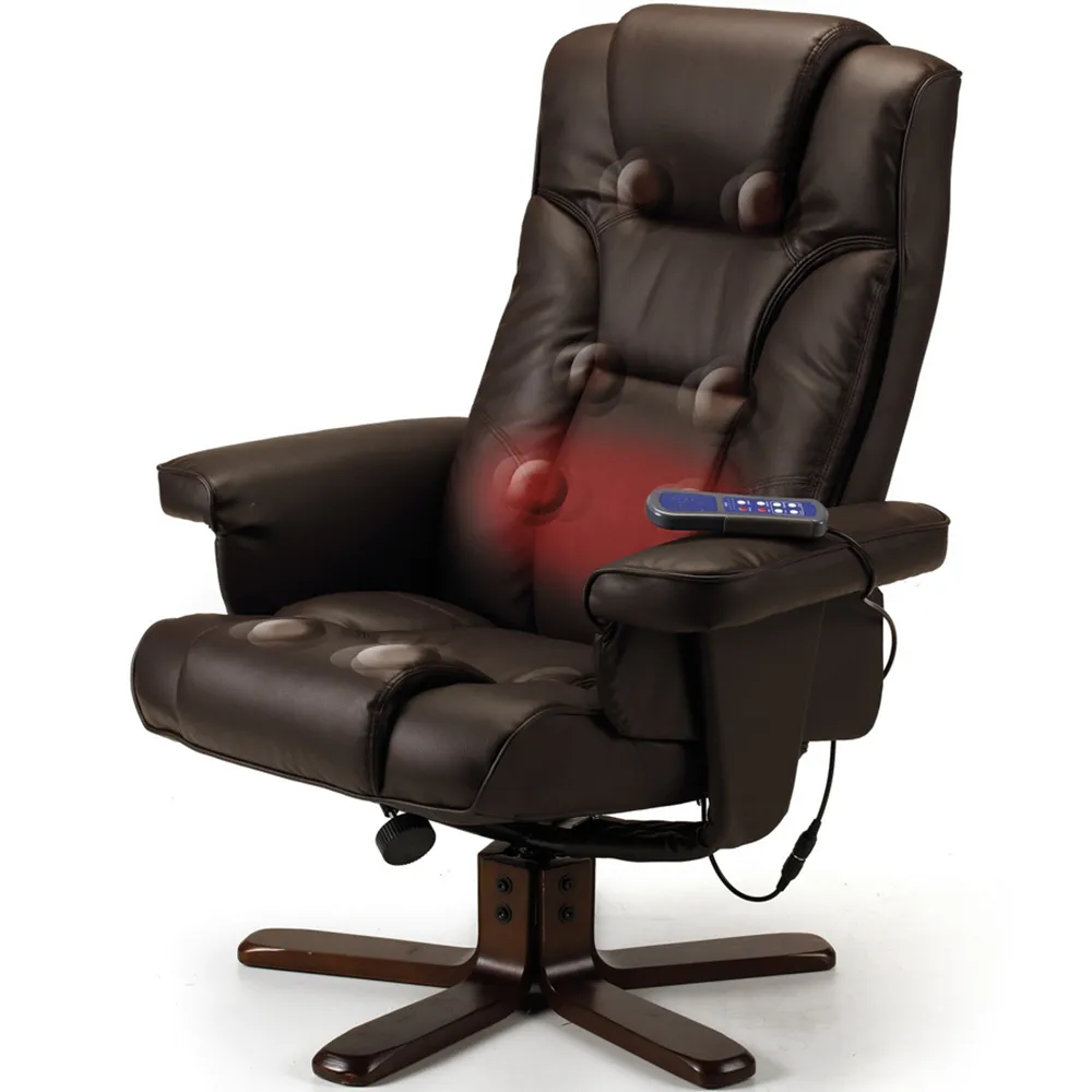Malmo Massage and Heat Recliner Chair with Footstool - Brown