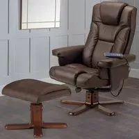 Malmo Massage and Heat Recliner Chair with Footstool - Brown