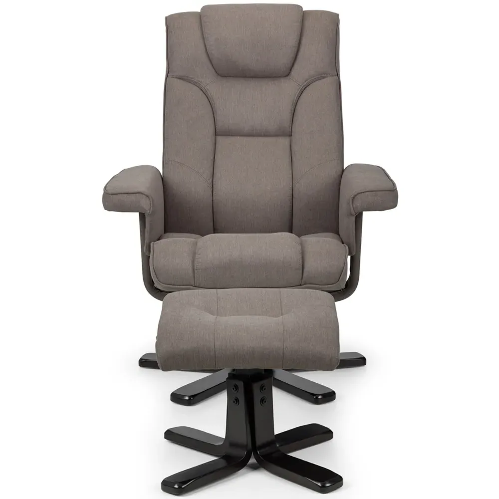 Malmo Swivel Recliner Chair and Footstool - Grey, Linen