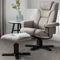 Malmo Swivel Recliner Chair and Footstool - Grey, Linen