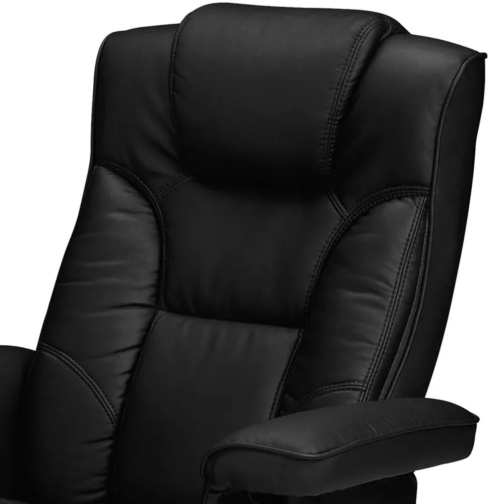 Malmo Swivel Recliner Chair with Footrest - Black, Faux Leather