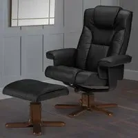 Malmo Swivel Recliner Chair with Footrest - Black, Faux Leather