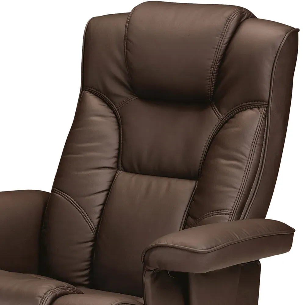 Malmo Swivel Recliner Chair with Footstool - Brown, Faux Leather