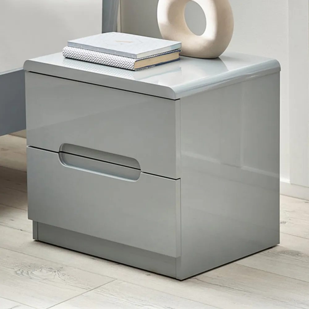 Manhattan 2 Drawer Bedside Table - Grey image