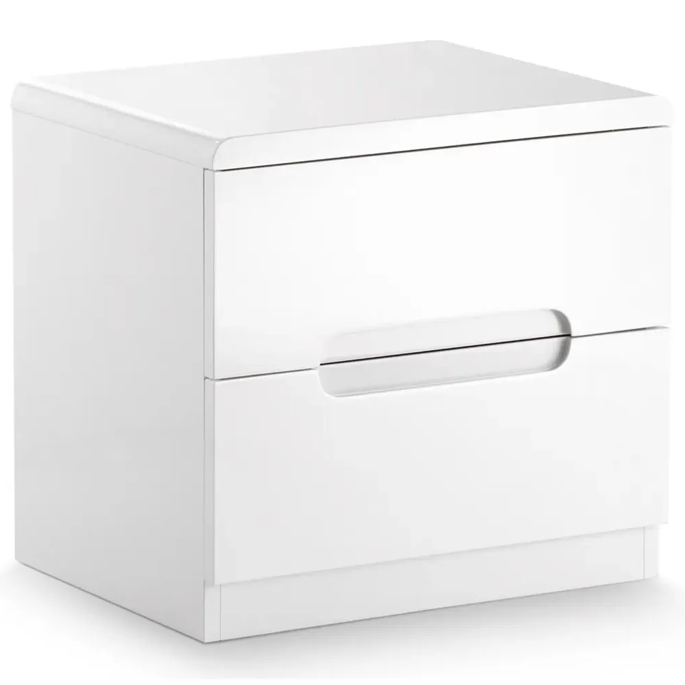Manhattan 2 Drawer Bedside Table - White