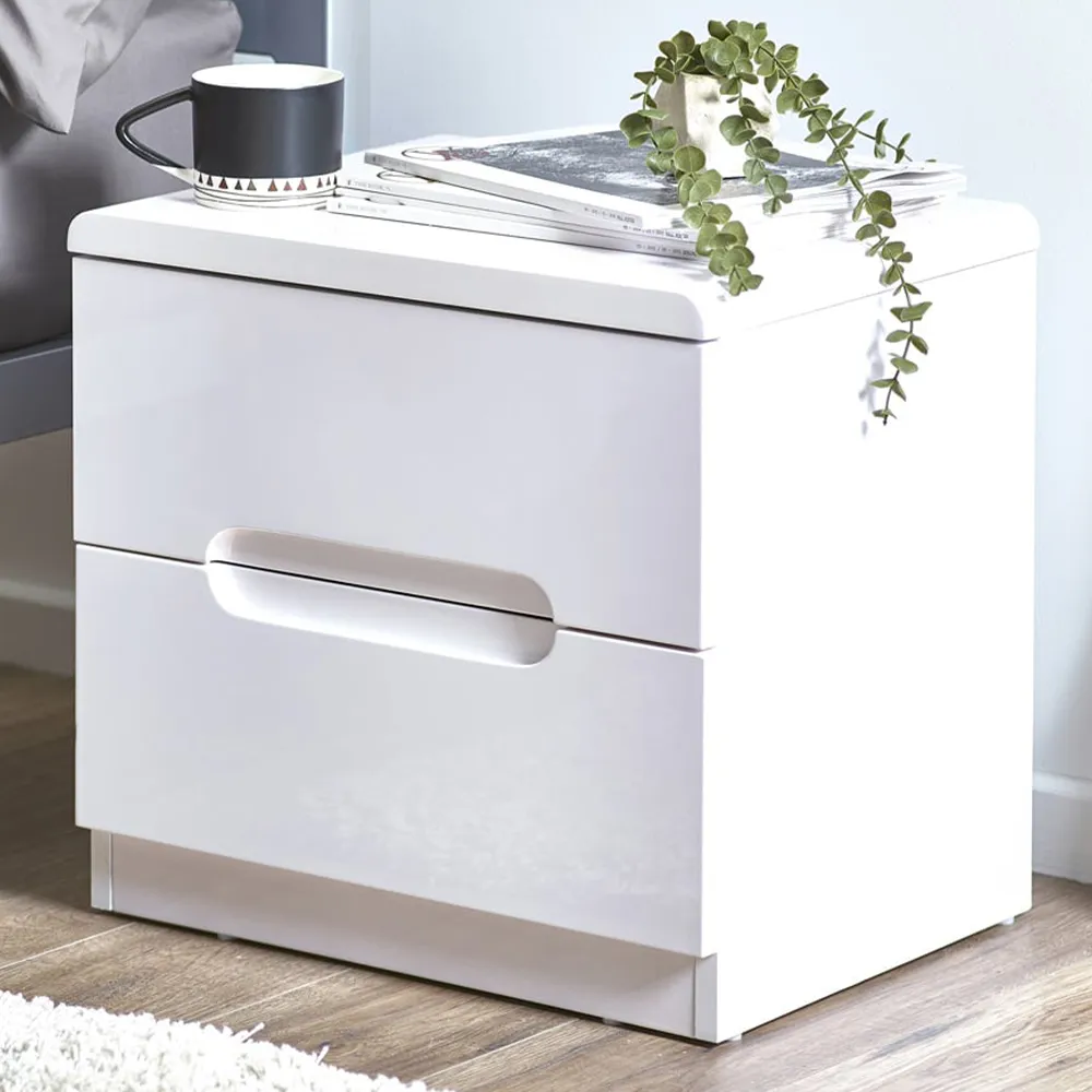 Manhattan 2 Drawer Bedside Table - White