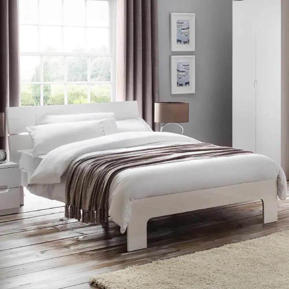 Manhattan King Size Bed Frame - White, MDF