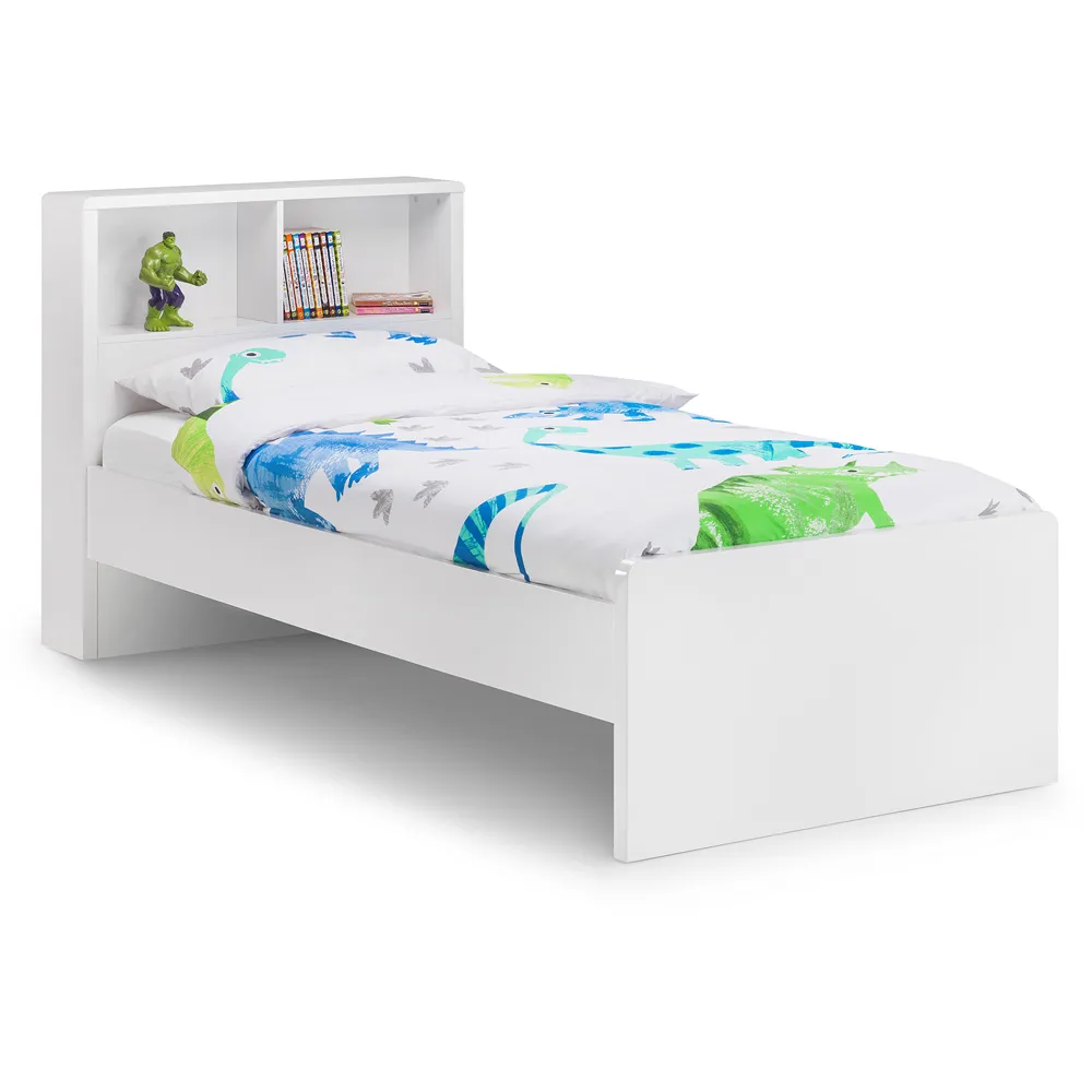 Manhattan Single Bookcase Bed Frame - White