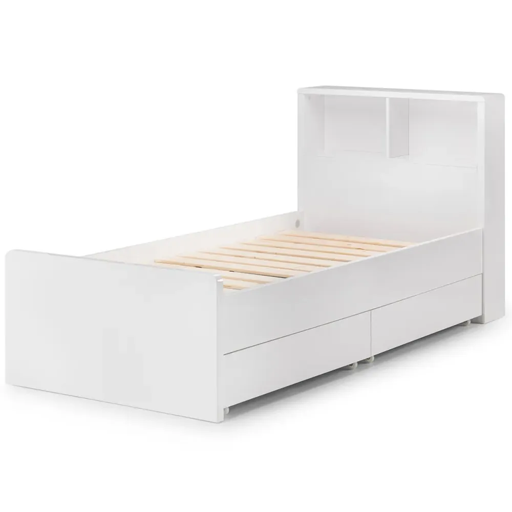 Manhattan Single Storage Bed with 2 Drawers - White