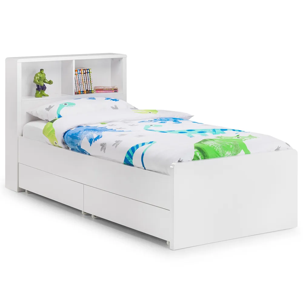 Manhattan Single Storage Bed with 2 Drawers - White
