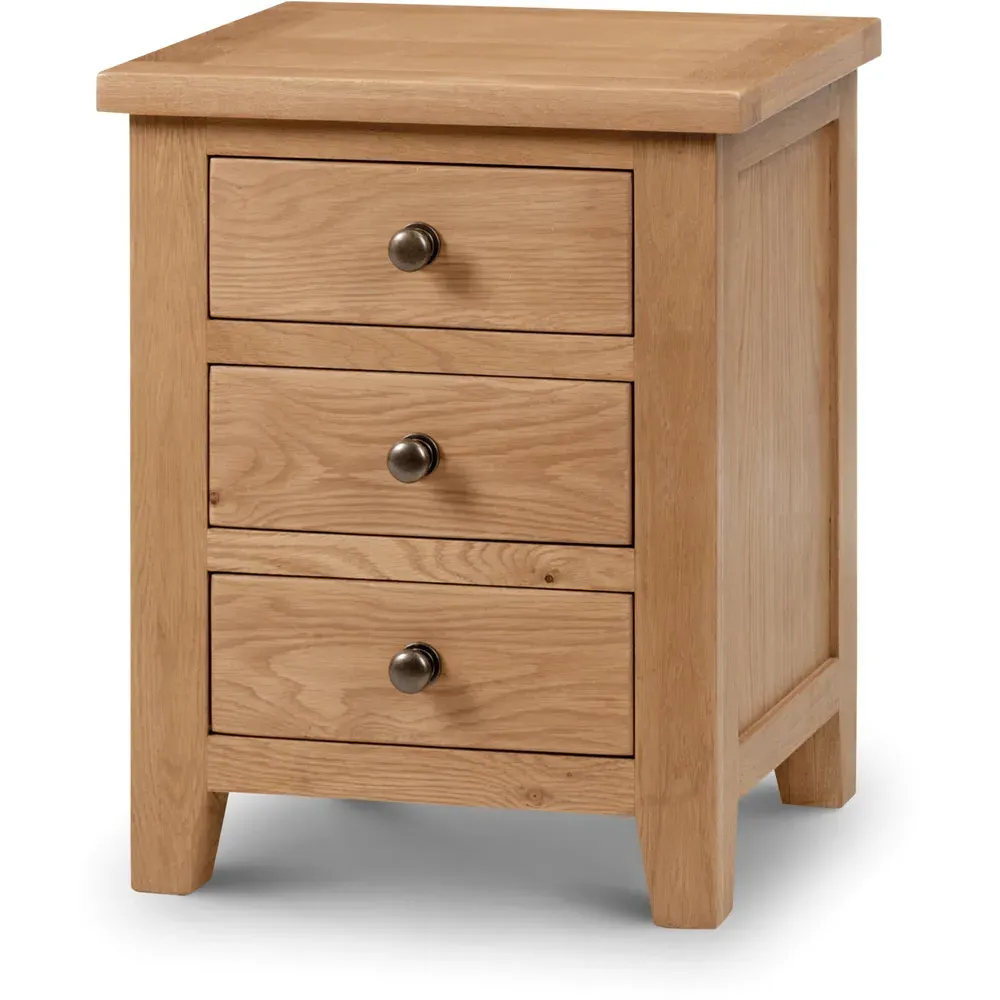 Marlborough 3-Drawer Bedside Table - White Oak