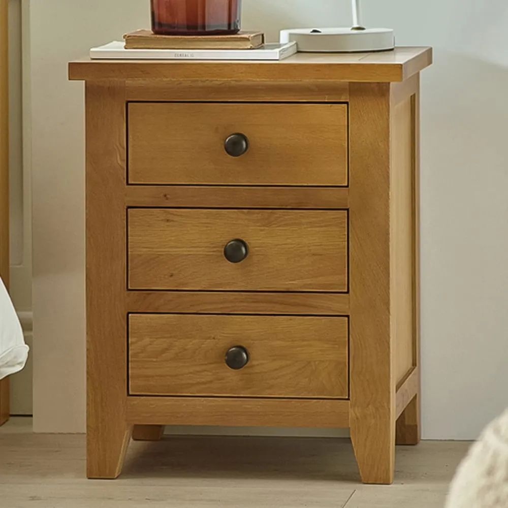 Marlborough 3-Drawer Bedside Table - White Oak