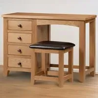 Marlborough 4 Drawer Single Pedestal Dressing Table - Oak