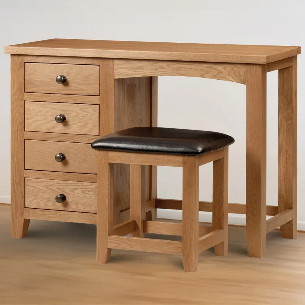 Marlborough 4 Drawer Single Pedestal Dressing Table - Oak image